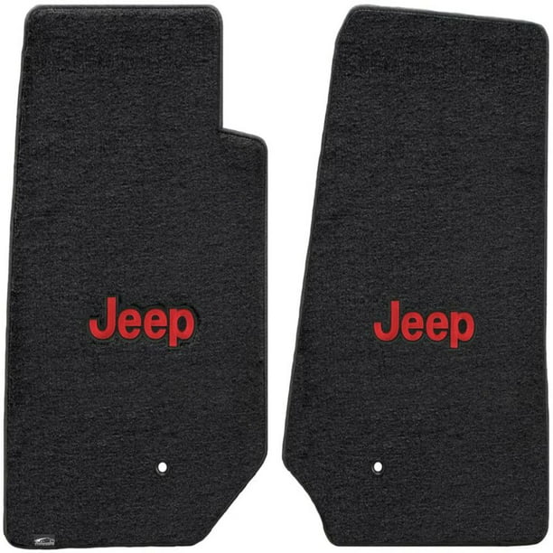 Jeep Wrangler 2 Pc All Weather Carpet Floor Mats  Silver JEEP Logo 2007-2013